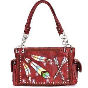 Red Western Feather & Arrow Purse